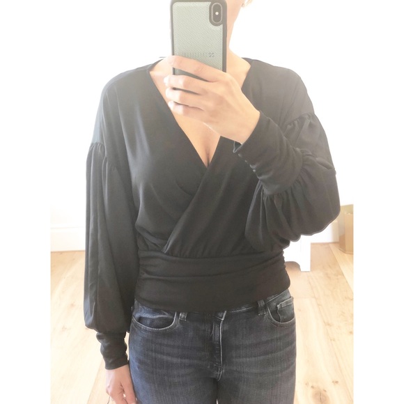 Black Surplice Long Sleeve Top Small - Picture 5 of 8